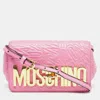 MOSCHINO EMBROIDERED LEATHER LOGO CROSSBODY BAG