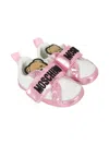 Moschino Embroidered Leather Sneakers In Multi