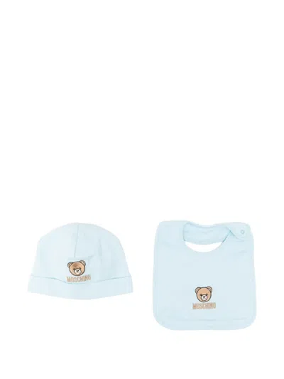 Moschino Babies' Embroidered-logo Big And Hat Set In Blue
