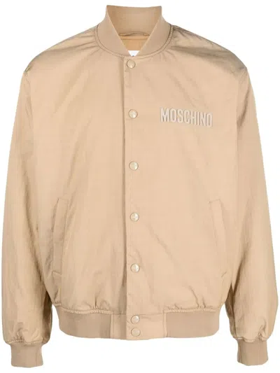 Moschino Embroidered Teddy Bear Bomber Jacket In Brown