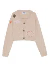 Moschino Embroidered-logo Cardigan In Neutral