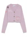 Moschino Embroidered-logo Cardigan In Pink