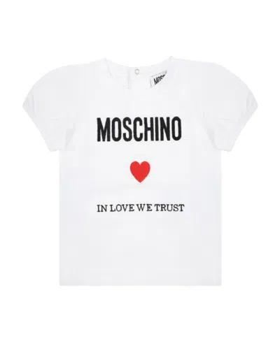 Moschino Embroidered-logo Cotton T-shirt In White