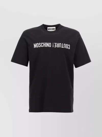 MOSCHINO EMBROIDERED LOGO CREW NECK T-SHIRT