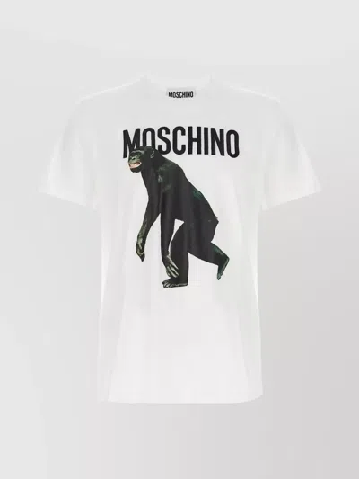 Moschino Embroidered Logo Crew Neck T-shirt In Black