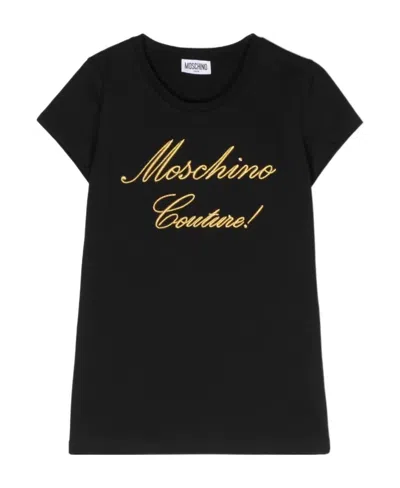 Moschino Embroidered-logo Detail T-shirt In Black