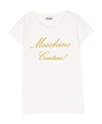 Moschino Embroidered-logo Detail T-shirt In White