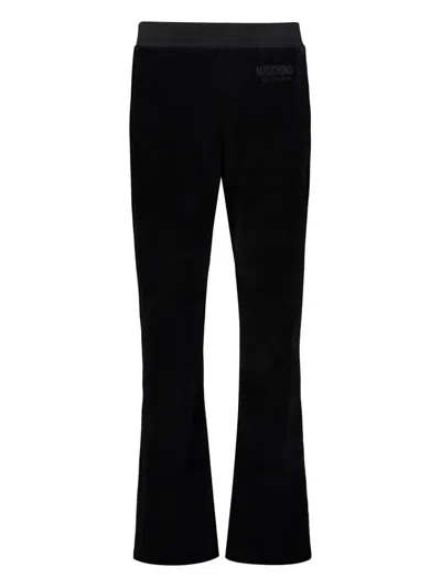 Moschino Embroidered-logo Pants In Black