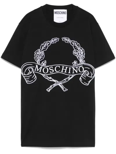 Moschino Embroidered-logo T-shirt In Black