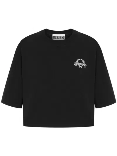 Moschino Embroidered-logo T-shirt In Black