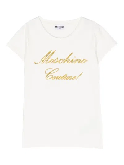Moschino Kids' Embroidered Logo T-shirt In White