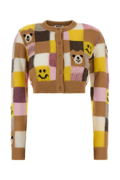 Moschino Embroidered Nylon Blend Cardigan In Multi