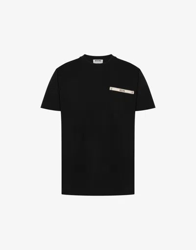 Moschino Embroidered Organic Cotton Jersey T-shirt In Black