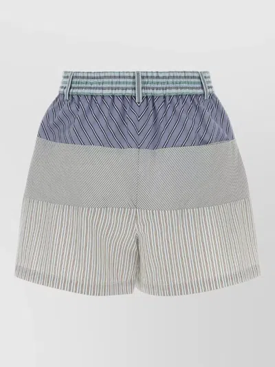 Moschino Embroidered Poplin Shorts Button Detail Stripes In Multi