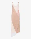 Moschino Jacquard Patchwork V-neck Silk Midi Dress In Pink