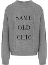Moschino Embroidered-slogan Virgin Wool Jumper In Grey