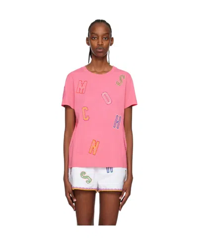 Moschino Embroidered T-shirt In Pink