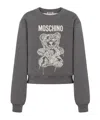 Moschino Ribbed Knitwear With Crew Neck And Graphic Print In Gray