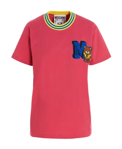 Moschino Embroidered Teddy Patch T-shirt In Red
