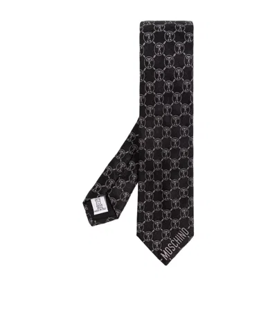 Moschino Embroidered Tie In Navy