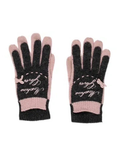 Pre-owned Moschino Embroidered Winter Gloves In Pink