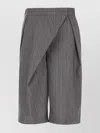 Moschino Embroidered Wool Bermuda Shorts In Gray
