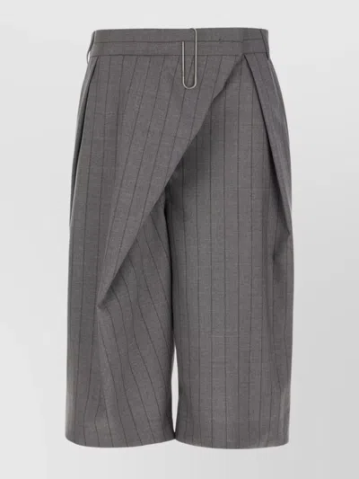 Moschino Embroidered Wool Bermuda Shorts In Gray