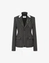 Moschino Notched Lapel Tailored Suit Jacket In Gray