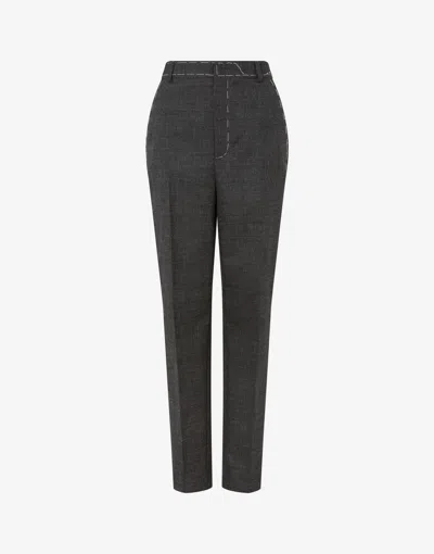 MOSCHINO EMBROIDERED WOOL CANVAS PANTS