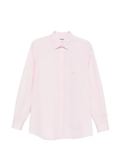 Moschino Regular Fit Long Sleeve Silk Blend Shirt In Multi