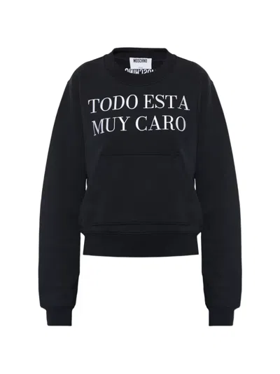 Moschino Embroidered-logo Sweatshirt In Black