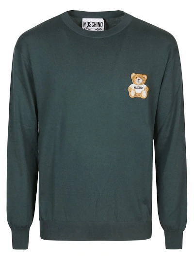 Moschino Embroidery Bear Sweater In Verde