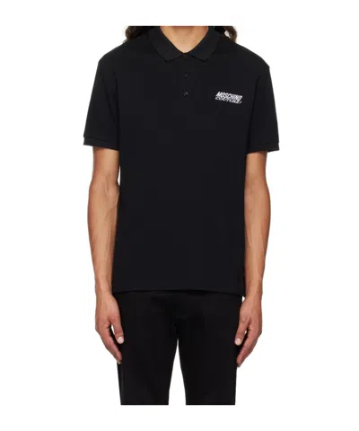 Moschino Embroidery Logo Polo Shirt In Black