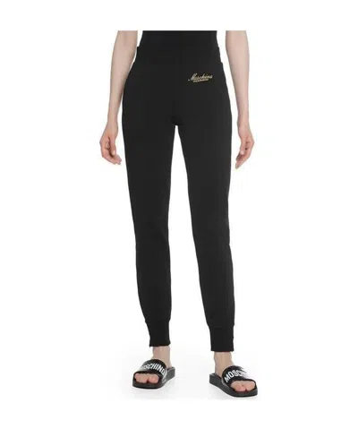 Moschino Embroidery Logo Trousers In Black