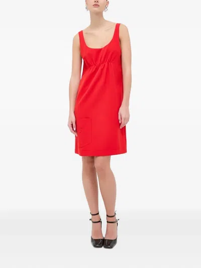 Moschino Empire-waist Midi Dress In Red