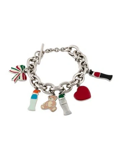 Pre-owned Moschino Enamel Charm Bracelet, 7.5" In Multi