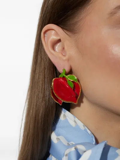 Moschino Enamel-detail Fruit-motif Earrings In Multi