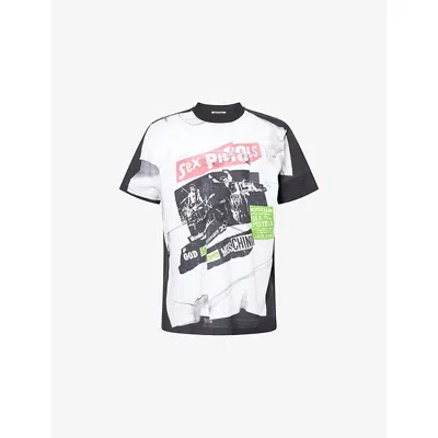 Moschino Mens Black/white Sex Pistols Graphic-print Cotton T-shirt