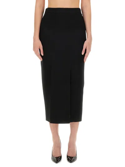 Moschino Front-slit Crepe Midi Skirt In Black