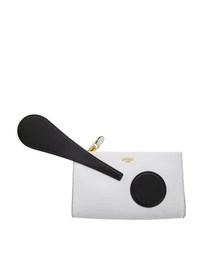 Moschino Exclamation Mark Clutch Bag In White