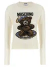 Moschino Crew Neck Sweater With Teddy Bear Motif In White