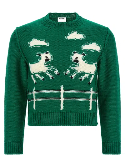 Moschino Extrafine Wool Sweater In Green
