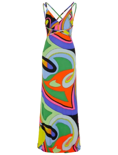 Moschino Eye-catching Cut-out Dress With All-over Print For Women In Multi