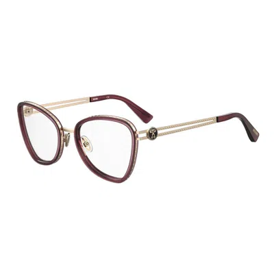 Moschino Eyeglasses Cat Eye Full Rim, Burgundy Frame And Clear Demo Lenses Lens Mos5840lhf00 In White