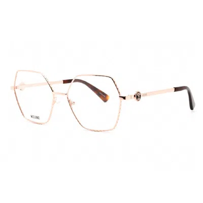 Moschino Eyeglasses Geometric Full Rim, Gold Copper Frame And Clear Demo Lenses Lens Mos5930ddb00