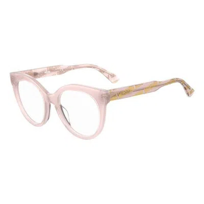 Moschino Eyeglasses Round Full Rim, Pink Frame And Clear Demo Lenses Lens Mos613035j00 In Neutral