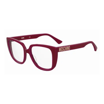 Moschino Eyeglasses Square Full Rim, Red Frame And Clear Demo Lens Lens Mos6220c9a00 In Burgundy