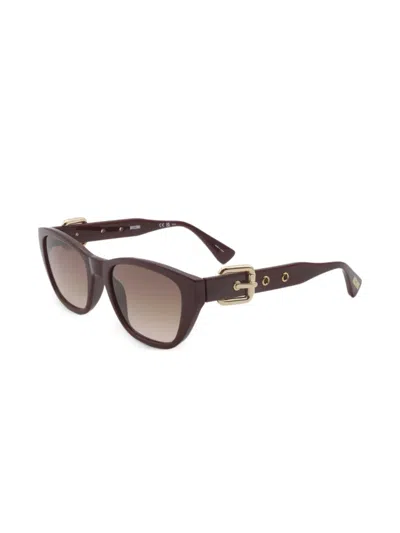 Moschino Eyewear Buckle-detail Cat-eye Sunglasses In Brown