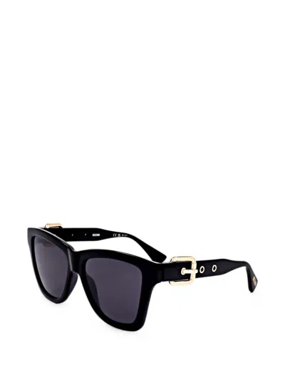 Moschino Eyewear 버클 디테일 스퀘어 프레임 선글라스 In Black