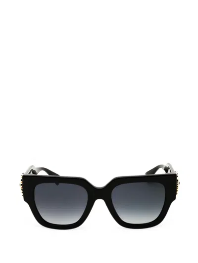 Moschino Eyewear Embellished Rectangle-frame Sunglasses In Black
